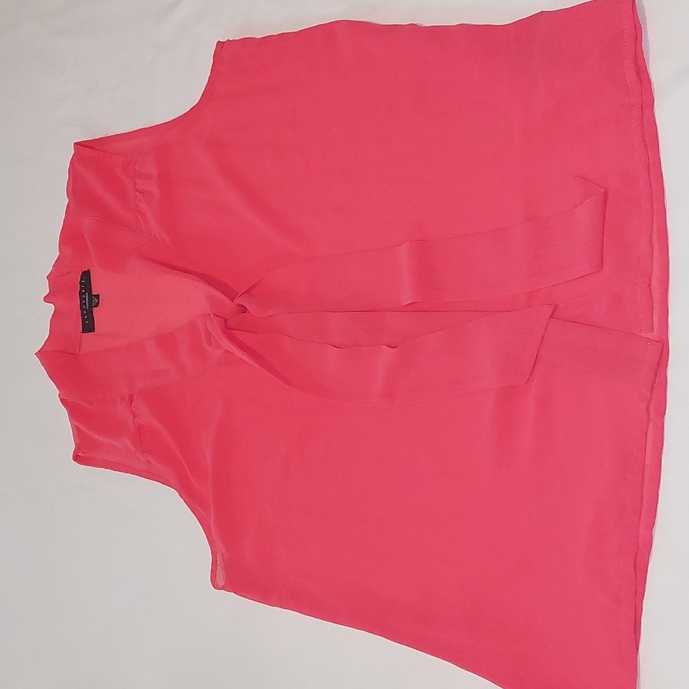 Sanctuary clothing Orange sheer button Down Dressy Tank Top .Medium